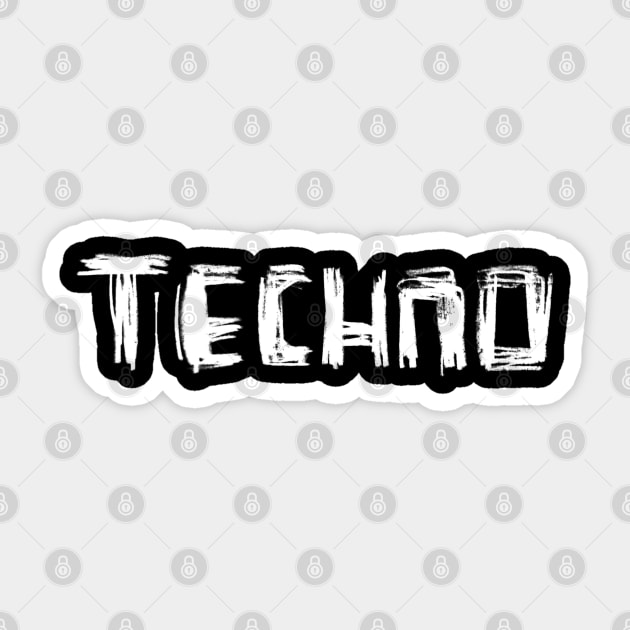Techno Music, Handlettering Techno Sticker by badlydrawnbabe